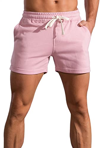 Panegy Trainingshose Kurz Herren Slim Fit Running Shorts Sportshorts mit Elastischem Bund Rosa 4XL von Panegy