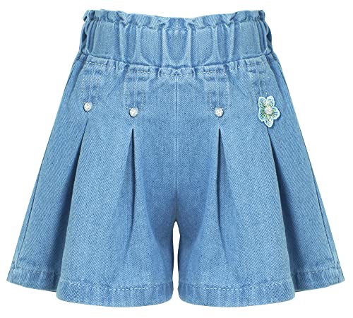 Shorts für Mädchen Weite Denim-Shorts Plissee-Denim-Rock-Shorts Sommer Mid Waisted Jeans Kurze Lässige Weite Hose 5-6 Jahre von Panegy