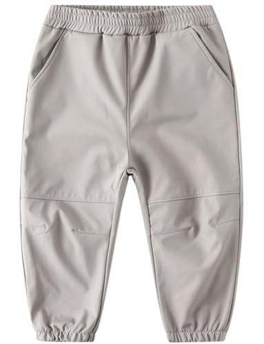 wasserdichte Kinderhose Jungen Mädchen Casual Keep Warm Rain Pants Elastic Waist Windproof Overpants with Fleece Lining Lightweight Breathable Overtrousers Autumn Light Grey von Panegy