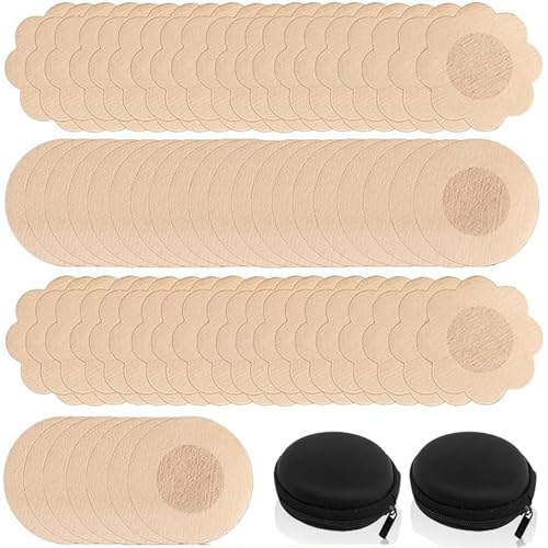 100 Stück Silikon Nipple Covers, Wiederverwendbare Brustwarzenabdeckungen, Selbstklebende Nipple Patches, unsichtbare Aufkleber für BH & Bikini. Natürliche Ultra-Dünne Design, wasserdicht & komfortab von PangWuu