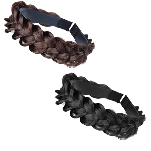 2 Geflochtene Haarreifen, Haarreif Geflochten für Damen, Geflochtener Haarreif mit 13 cm Durchmesser und 3 cm Breite, Perfekt für Hochzeiten, Partys und Täglicher Gebrauch, Stylischer Haarband Gefloch 2 Geflochtene Haarreifen, Haarreif Geflochten für Damen, Geflochtener Haarreif mit 13 cm Durchmesser und 3 cm Breite, Perfekt für Hochzeiten, Partys und Täglicher Gebrauch, Stylischer Haarband Gefloch von PangWuu