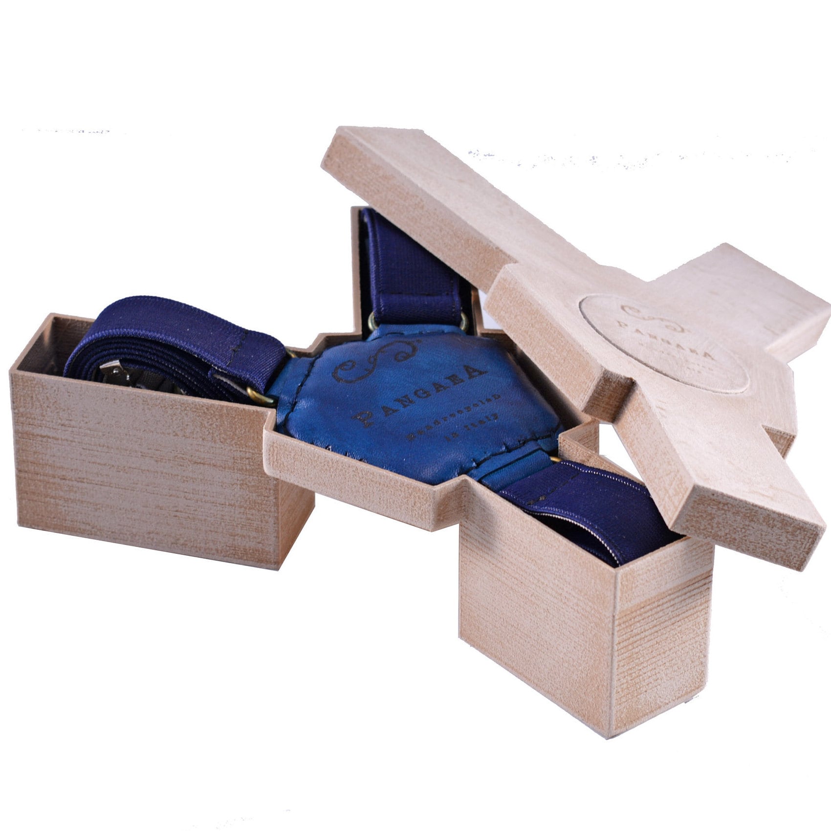 Verstellbare Hosenträger Aus Blauem Leder Recycling Fußball Verstellbare Hosenträger Aus Blauem Leder Recycling Fußball von PangaeAccessorieS