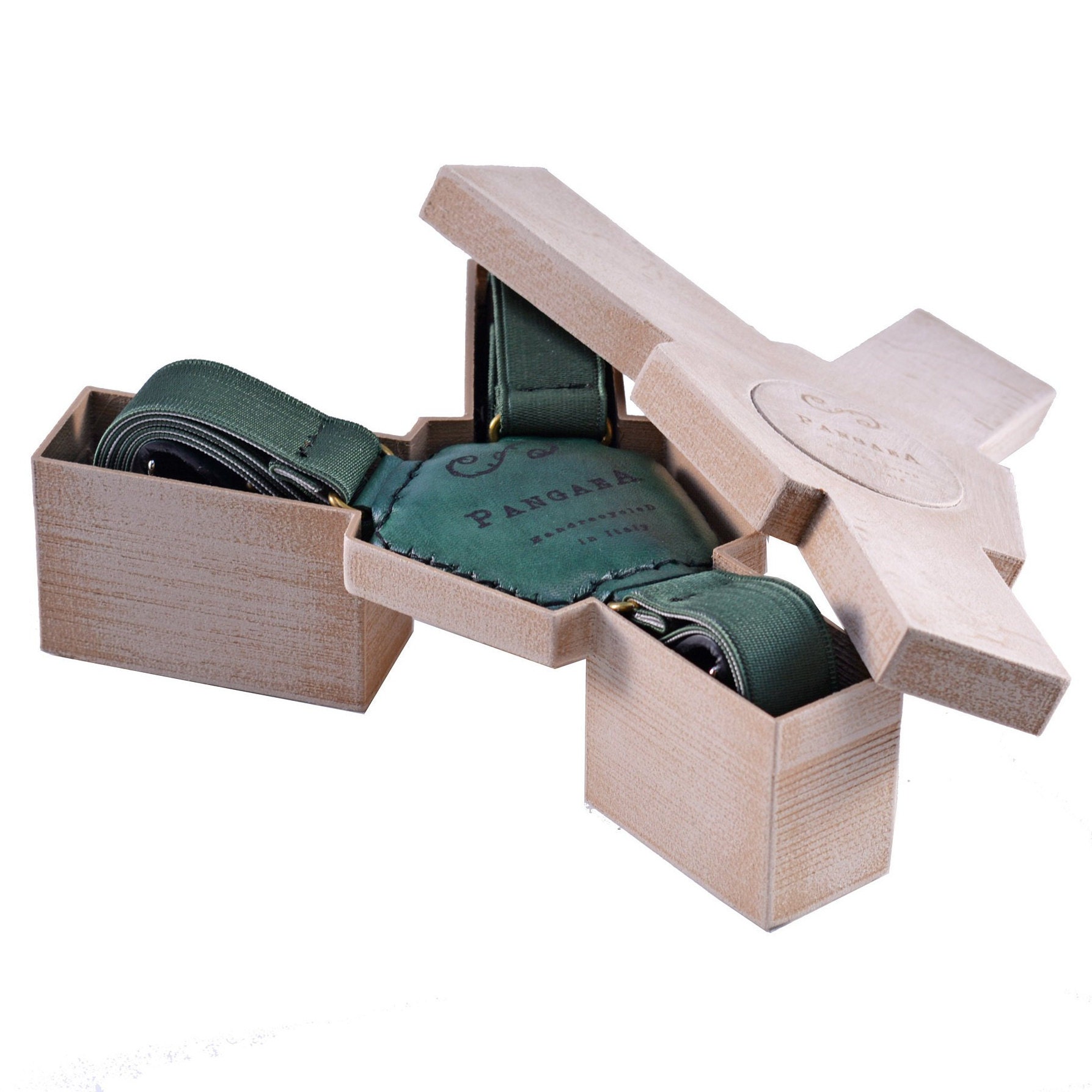Verstellbare Hosenträger in Grünem Leder Recycling Fußball Kalzium Verstellbare Hosenträger in Grünem Leder Recycling Fußball Kalzium von PangaeAccessorieS