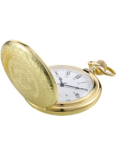 Pangda Vintage Taschenuhr Gold Stahl Herren Uhr mit Kette für Väter Tag von Pangda