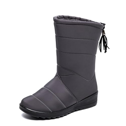 Pangolin Damen Hohe Schneestiefel, Wasserdichte Schneefeste Warme Schuhe mit Dickem Fleecefutter Winterwandern Im Freien Stiefeletten Grau 39 EU Pangolin Damen Hohe Schneestiefel, Wasserdichte Schneefeste Warme Schuhe mit Dickem Fleecefutter Winterwandern Im Freien Stiefeletten Grau 39 EU von Pangolin