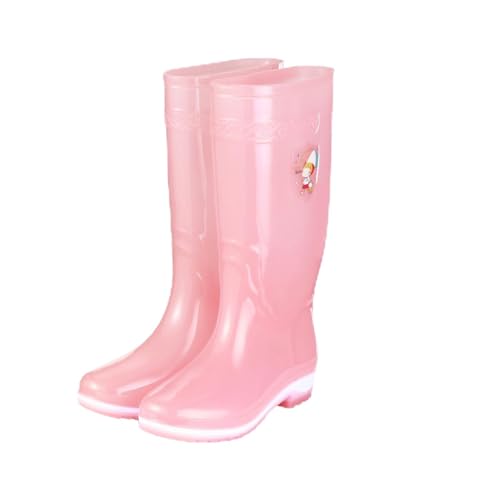 Pangolin Frauen Mode High Top Schnell Trocknen Regen Stiefel Wasserdicht Anti Rutsch Arbeit Tragbar Gummistiefel Rosa 40 EU von Pangolin