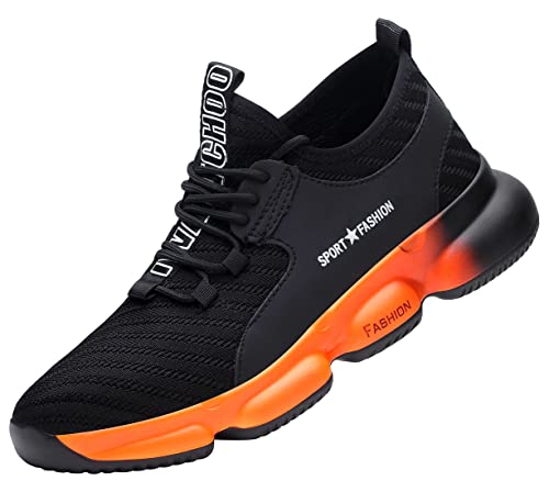 Pangolin Herren Arbeitssicherheit Schuhe Stahl Zehennetz Sicherheit Laufen Industriebau Stiefel Schwarz Orange 45 EU von Pangolin