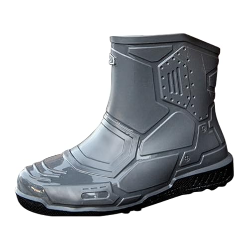 Pangolin Herren Mode Mid Calf Chelsea-Stiefel Regenstiefel Rutschfest Dauerhaft Wasserdicht Draußen Arbeit Gummistiefel Grau 45 EU von Pangolin