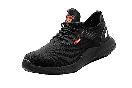 Pangolin Herren Stahlkappe rutschfeste Pannenplatte, Konstruktion Sicherheit Arbeitssportschuhe Schwarz 45 EU von Pangolin