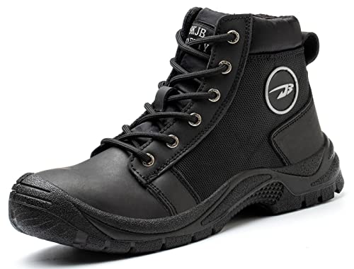 Pangolin Stahlzehen-Arbeitsstiefel für Männer Sicherheitsarbeitsschuhe Rutschfeste Abriebfestigkeit Leder Isolierte Unzerstörbare Stiefel Schwarz 41 EU von Pangolin