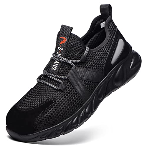Pangolin Steel Toe Sneakers Herrenschuhe Frauen rutschfeste Arbeit Laufschuhe Atmungsaktive Stiefel Schwarz 36 EU von Pangolin
