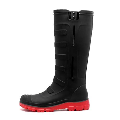 Pangolin Unisex Mode Langlebige Gummiregenstiefel Rutschfest Wasserdicht Kniehohe Chelsea-Stiefel Schwarz-R 42 EU von Pangolin