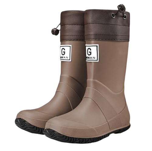 Pangolin Wasserdichte Unisex Regenstiefel mit Warmfutter und Verstellbarem Kordelzug, Rain Boots Rutschfeste Gummistiefel für Damen, Herren & Kinder, Verschiedene Hohen & Farben Braun 37 von Pangolin