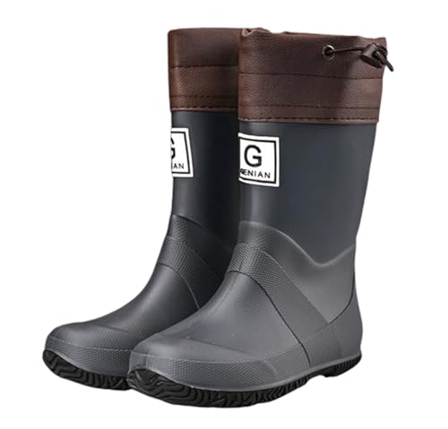 Pangolin Wasserdichte Unisex Regenstiefel mit Warmfutter und Verstellbarem Kordelzug, Rain Boots Rutschfeste Gummistiefel für Damen, Herren & Kinder, Verschiedene Hohen & Farben Grau 32 von Pangolin
