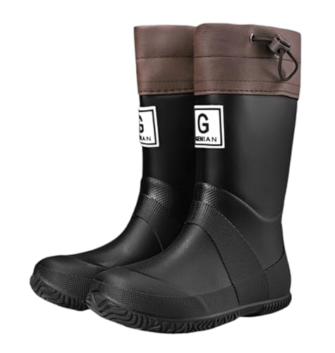 Pangolin Wasserdichte Unisex Regenstiefel mit Warmfutter und Verstellbarem Kordelzug, Rain Boots Rutschfeste Gummistiefel für Damen, Herren & Kinder, Verschiedene Hohen & Farben Schwarz 33 von Pangolin