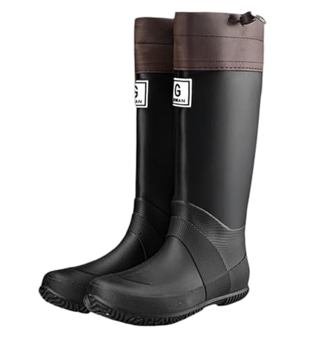 Pangolin Wasserdichte Unisex Regenstiefel mit Warmfutter und Verstellbarem Kordelzug, Rain Boots Rutschfeste Gummistiefel für Damen, Herren & Kinder, Verschiedene Hohen & Farben Schwarz 36 von Pangolin