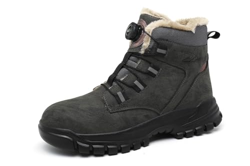 Pangolin modische lässige Herrenschuhe mit dickem Samt Anti-Smashing Anti-Stab Anti Geruch Verschleißfeste sichere Anti-Rutsch Knopfriemen Grey 41 EU von Pangolin