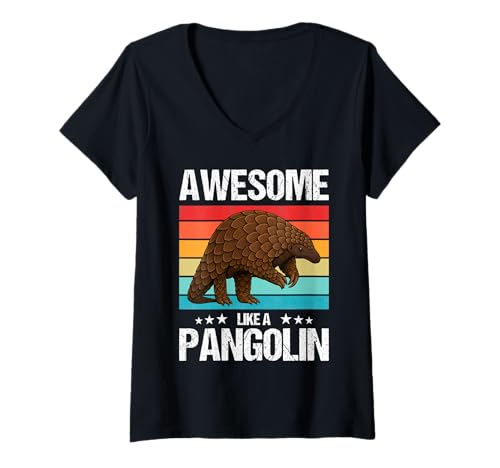Damen Pangoline Awesome Like a Pangolin T-Shirt mit V-Ausschnitt von Pangoline Pangolin Tier Shop