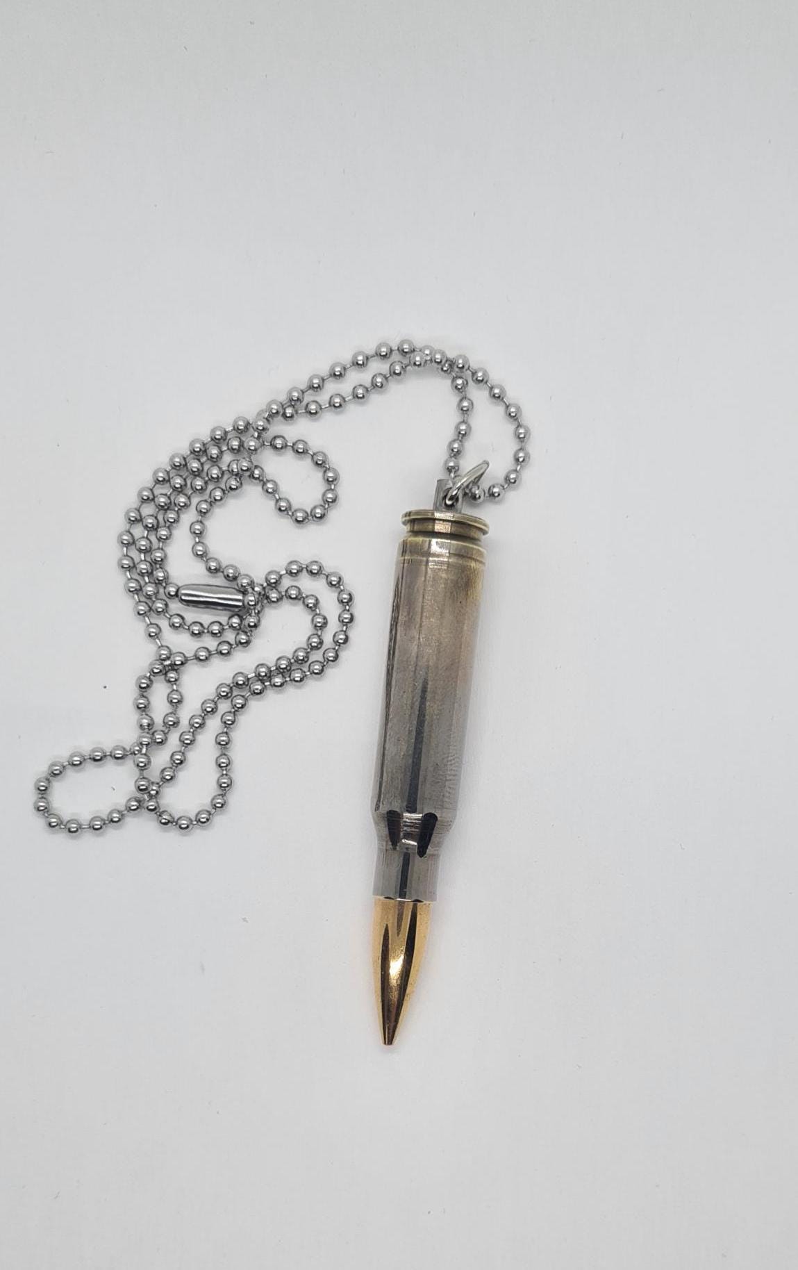 Halskette Patrone, Hülse Schwarz Verchromt Und Kupfermantel 24K Vergoldet, Frei Von Zündmitteln, Explosiv Gefahrstoffen von Pangun