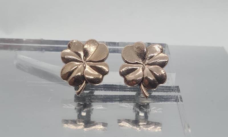 Kleeblatt 24 Karat Vergoldet, Ohrclips Schmerzfrei Ohne Zu Stechen, Modeschmuck Handgefertigt, Ohrringe Für Frauen/Männer von Pangun