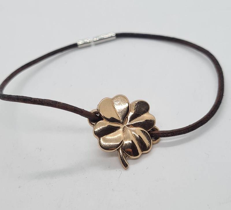 Kleeblatt 24 Karat Vergoldetes Armband Als Glücksbringer Wassergefärbtem Leder von Pangun
