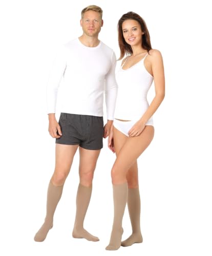 Pani TERESA MEDICA Kompressionsstrümpfe Damen Herren Medizinische Stützstrümpfe Knielange Kompressionssocken Thrombosestrümpfe Reisestrümpfe 15-21 mmHg Klasse 1 Für Reise Flug von Pani TERESA MEDICA