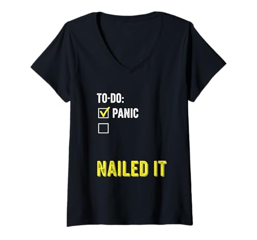Damen Panic Checked To-Do-Liste — Genagelt es lustig T-Shirt mit V-Ausschnitt Damen Panic Checked To-Do-Liste — Genagelt es lustig T-Shirt mit V-Ausschnitt von Panic - Nailed It To-Do Lists Humor Tees