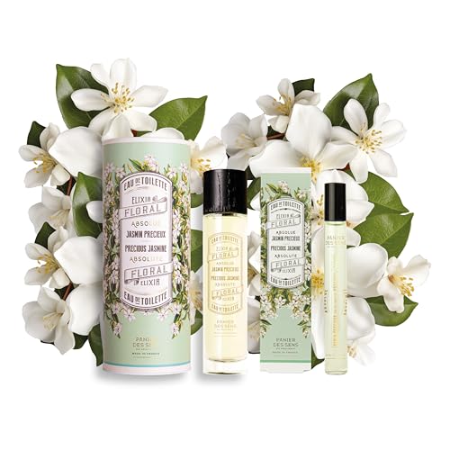 Geschenk für Frauen - Panier des Sens - Roll-on + Parfüm Damen - Jasmin - Damenduft Körper & Haar - Blumiger Duft - Eau de parfum aux Absolues de Parfum Made in France - 50ml + 10ml von Panier des Sens