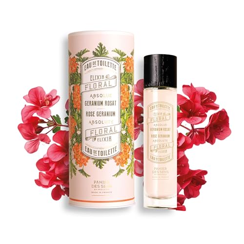 Panier des Sens Rose Geranium Eau de Toilette für Damen - intensiv floraler Duft mit Rosengeranie und Pfingsrose - Muttertagsgeschenk - Parfüm Frauen - Vegane Naturkosmetik Made in France - 50ml von Panier des Sens