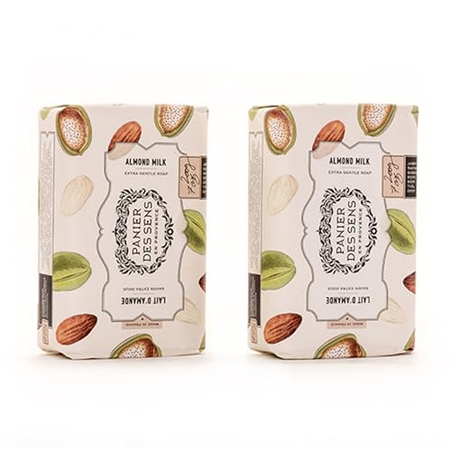 Panier des Sens - Mandel Seifenstück - Hand & Körper Seife Kirschblüten- Mit Shea-Öl - Körperpflege für Damen und Herren - Naturseife 97% Natürliche Inhaltsstoffe - 2x200g von Panier des Sens