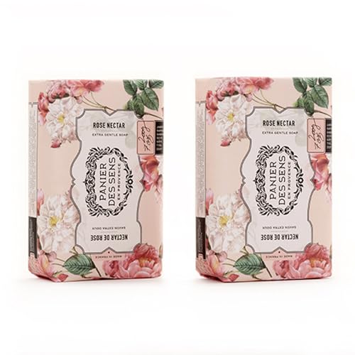Panier des Sens - Seifenstück Rosennektar - Hand & Körper Seife - Mit Shea-Öl - Körperpflege für Damen und Herren - Französisch - Naturseife 97% natürliche Inhaltsstoffe - 2x200g von Panier des Sens