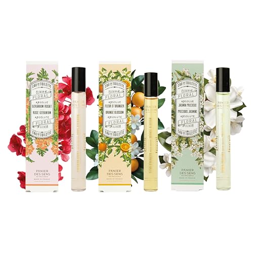 Geschenk für Frauen - Panier des Sens - 3er Pack Roll-on Parfüm Damen - Orangenblüte + Jasmin + Geranie - Körperparfüm für Frauen - Blumiger Duft - Eau de parfum aux Absolues de Parfum - 3 x 10ml von Panier des Sens