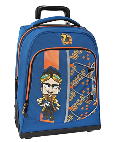 LYON GAMER - Verstellbarer Trolley Rucksack mit Griff und versenkbaren Schultergurten, Reißverschluss und Fronttasche mit Reißverschluss - Rucksack für Mädchen - Schulrucksack 36 x 23 x 47 cm, blau, von Franco Cosimo Panini