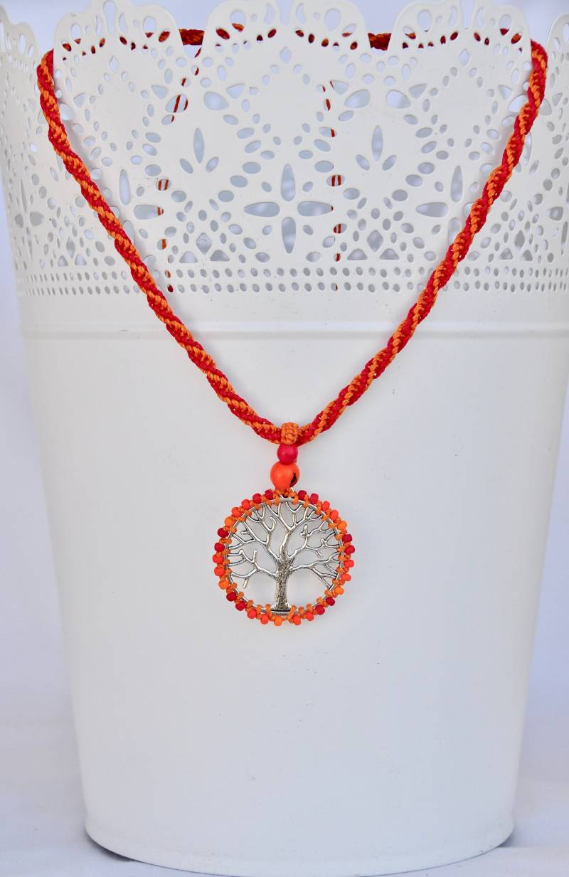 Baum Des Lebens Anhänger Makramee Kette, Tibetsilber, Boho Schmuck von PanoParaTanto