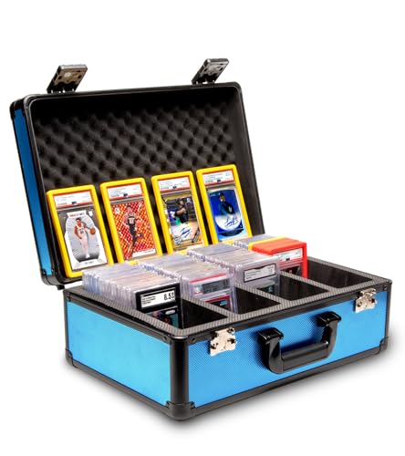 Panopply SLAB ARMOR FUSION 160+ 4-reihige PSA-Karten-Aufbewahrungsbox, abgestufte Karten-Hülle, PSA-Plattenetui für abgestufte Karten, Baseball-Kartenetuis zur Aufbewahrung von Sportkarten, Blau von Panopply