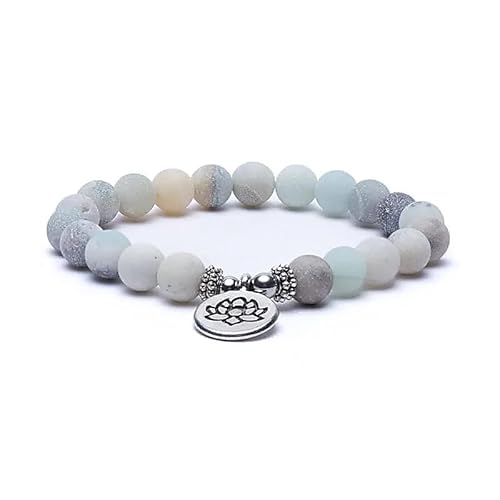 Mala/Armband Amazonit - elastisch - mit Lotus - 0.8 cm von Panotophia