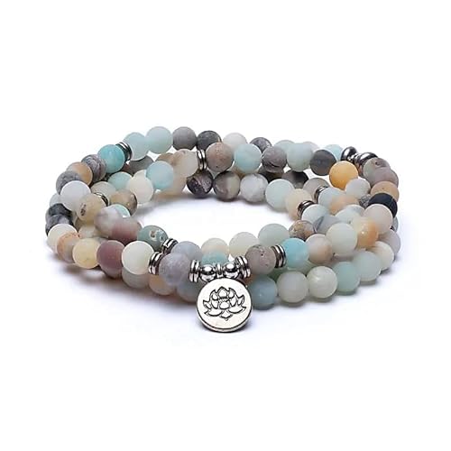 Mala Amazonit elastisch mit Lotus - 0.8 cm Mala Amazonit elastisch mit Lotus - 0.8 cm von Panotophia