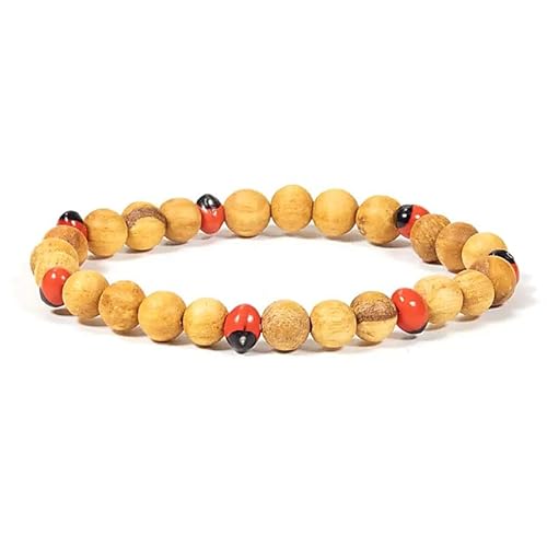 Palo Santo Armband mit Huayruro Perlen elastisch - 0.6 cm von Panotophia