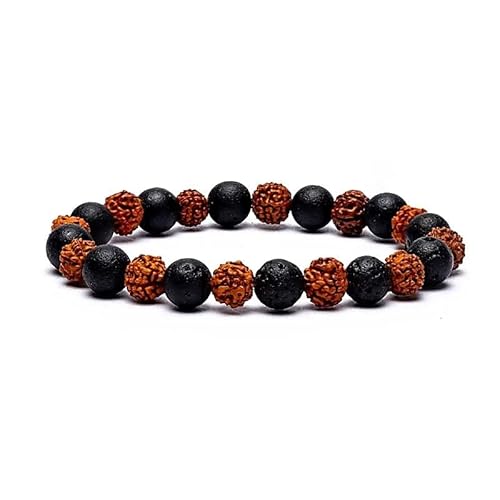 Panotophia Armband Rudraksha/Lavastein elastisch - 0.8cm;9cm von Panotophia
