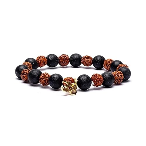 Panotophia Armband Rudraksha/Lavastein und Om elastisch - 0.8cm;9cm von Panotophia