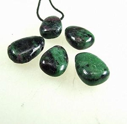 Panotophia Rubin - Zoisit Trommelstein Anhänger gebohrt mit Band Glücksbringer Energiearbeit | Meditation I Lucky Stone I Glückssteine | Mineralien | Dekosteine I von Panotophia