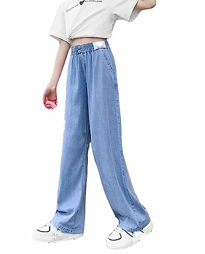 PanpanBox Mädchen Jeans Culotte Sommerhose Dünn Freizeithosen Weites Bein Strand Hose Denim Relaxed Pants 3-11 Jahre (as3, Numeric, Numeric_150, Regular) von PanpanBox