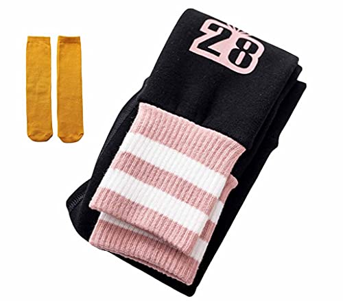 PanpanBox Mädchen Thermo Jeggings Warm Freizeithosen Winterhosen Wolle Pants Elastizität Kinder Fleece Thermounterwäsche Legging Verdickte Winter 2-10 Jahre (116-128, schwarz-pink) von PanpanBox