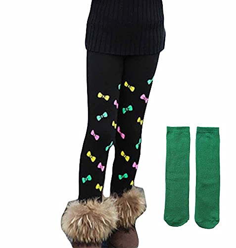 PanpanBox Mädchen Thermo Jeggings Warm Freizeithosen Winterhosen Wolle Pants Elastizität Kinder Fleece Thermounterwäsche Legging Verdickte Winter 2-10 Jahre (98-110, bowknot) von PanpanBox