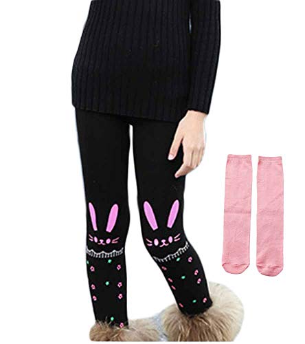 PanpanBox Mädchen Thermo Jeggings Warm Freizeithosen Winterhosen Wolle Pants Elastizität Kinder Fleece Thermounterwäsche Legging Verdickte Winter 2-10 Jahre (98-110, kaninchen pink) von PanpanBox