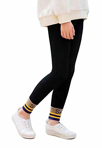 PanpanBox Mädchen Thermo Leggings Warme Dick Hosen Gefüttert Jegging Weich Winterhosen Slim Fit Wolle Pants Elastisch Kinder Fleece Thermounterwäsche Verdickte 3-12 Jahre (146-158, B Schwarz) von PanpanBox