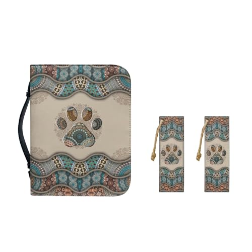 Panskyllis Boho Paw Bibelhülle und Lesezeichen mit Schnur, Leder, Bibeltragetasche mit Griff, schmutzabweisend, Bibelstudium, Halter für Damen, 3 Packungen, Größe M-2XL von Panskyllis