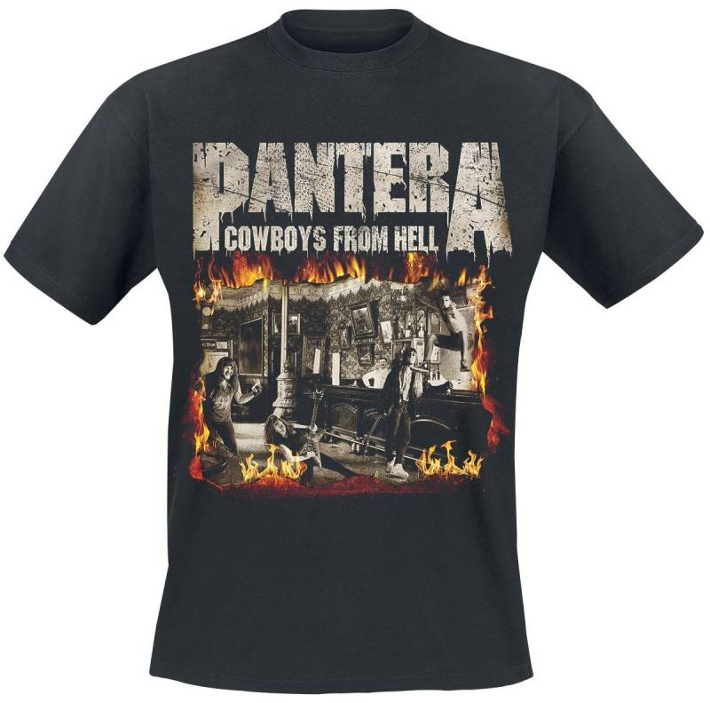 Pantera T-Shirt - Cowboys From Hell - Fire Frame - S bis XXL - für Männer - Größe L - schwarz  - Lizenziertes Merchandise! von Pantera