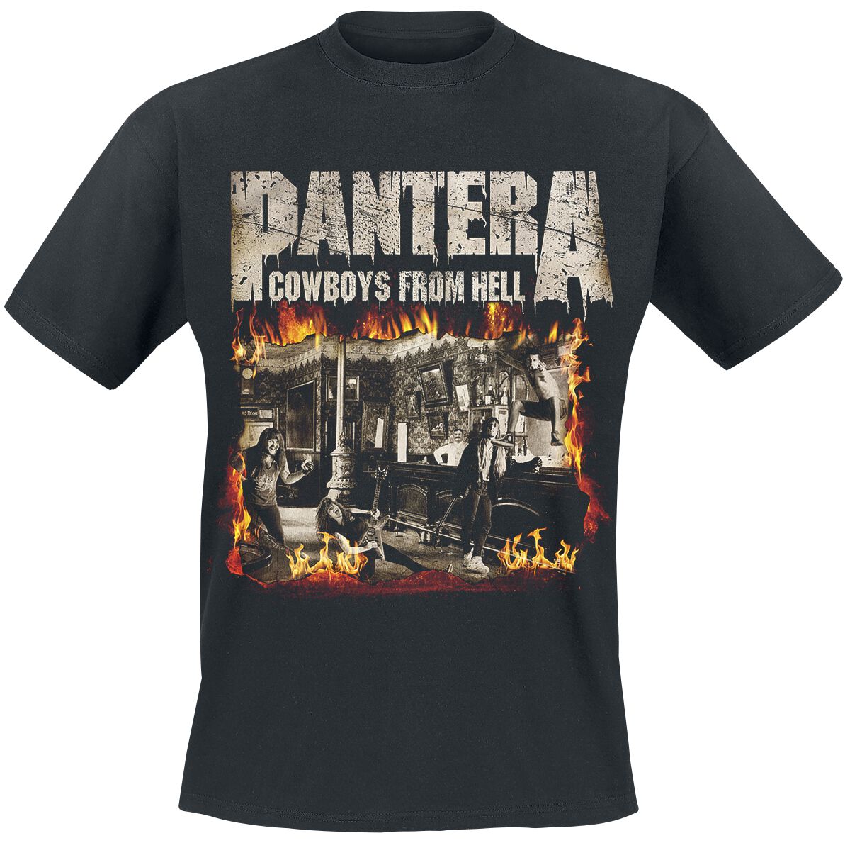 Pantera T-Shirt - Cowboys From Hell - Fire Frame - S bis XXL - für Männer - Größe XL - schwarz  - Lizenziertes Merchandise! von Pantera