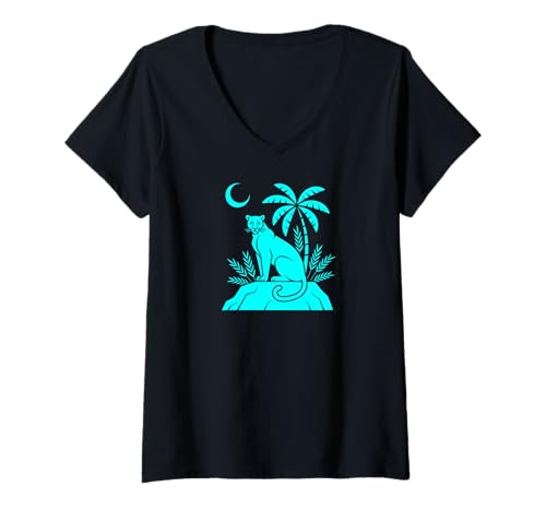 Damen Panther Wild Cat Feline Jungle Panther Pantera Panter Africa T-Shirt mit V-Ausschnitt von Panther Everywhere